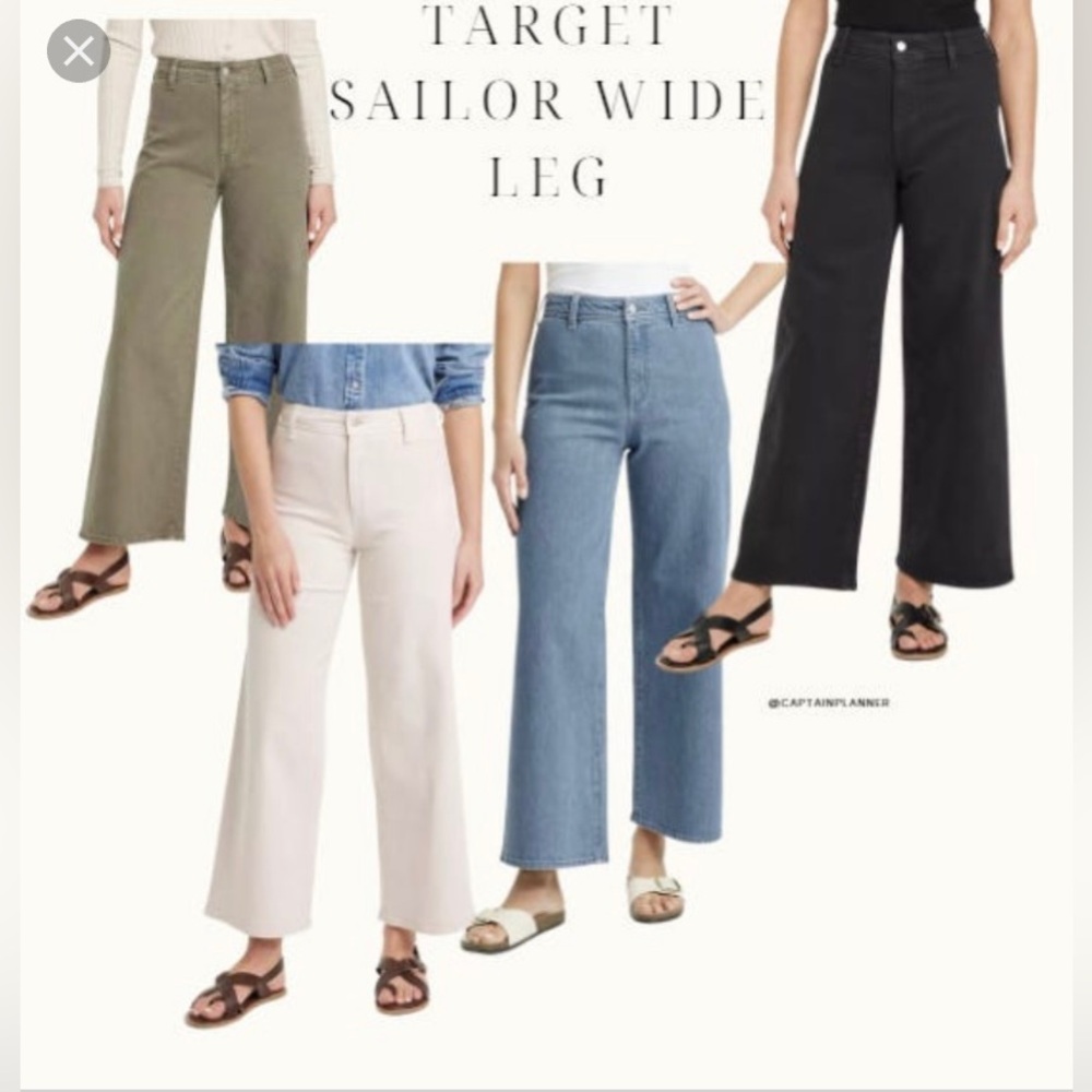 Universal Threads High Rise Sailor Wide Leg Cream Tan Jeans